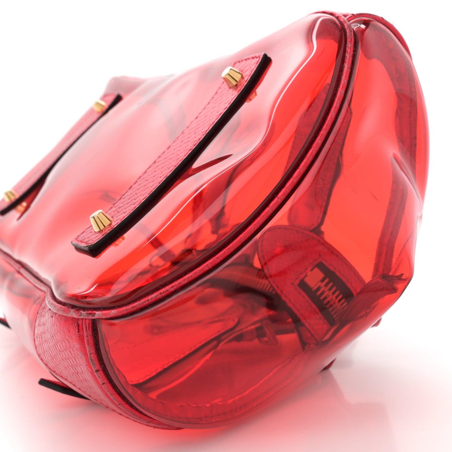 Burberry Vinyl Metallic Watersnake Blaze Satchel Red 9 of 13