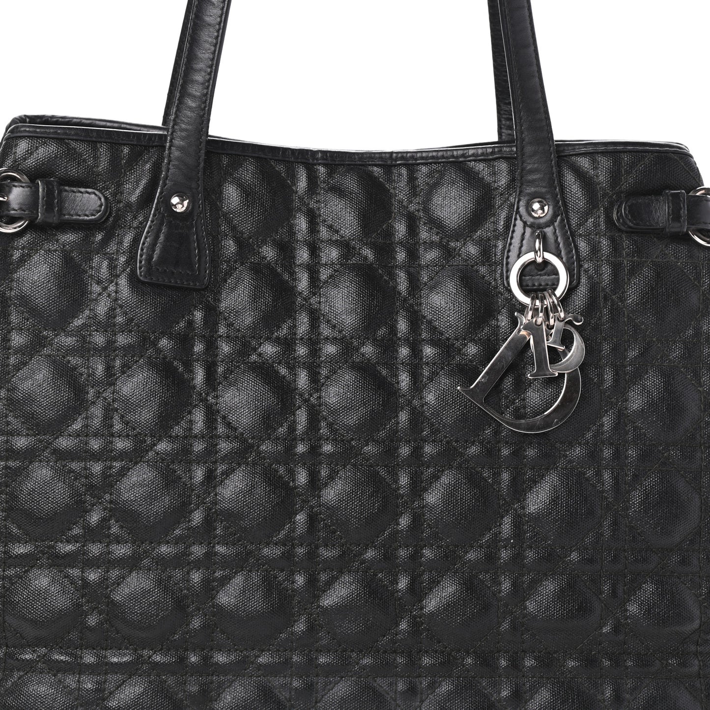 Coated Canvas Cannage Medium Panarea Tote Black