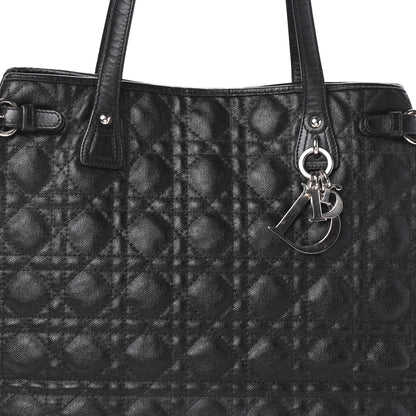 Christian Dior Coated Canvas Cannage Medium Panarea Tote Black 7 of 9