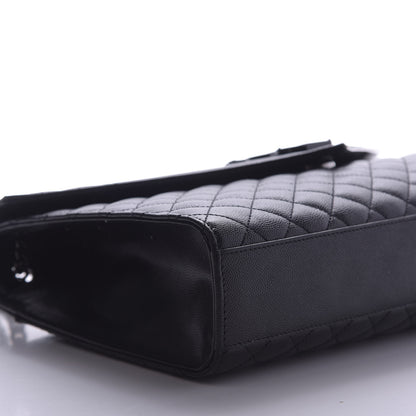 Saint Laurent Grain De Poudre Textured Mixed Matelasse Large Triquilt Monogram Monochrome Satchel Black 13 of 13