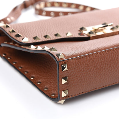Valentino Garavani Pebbled Calfskin Medium Rockstud Flip Lock Crossbody Bag Bright Cognac 7 of 9