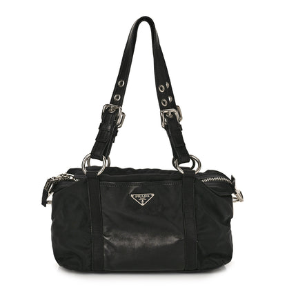 Prada Tessuto Nylon Soft Calfskin Shopping Satchel Black 1 of 11
