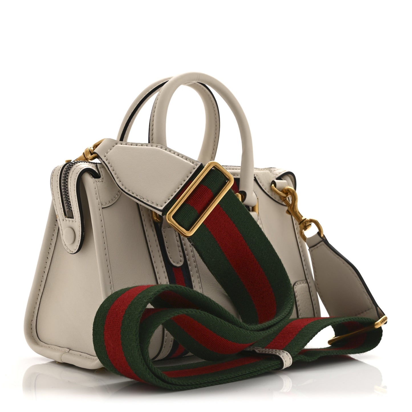 Koi Calfskin Web Mini Bauletto Duffle Top Handle Bag Mystic White