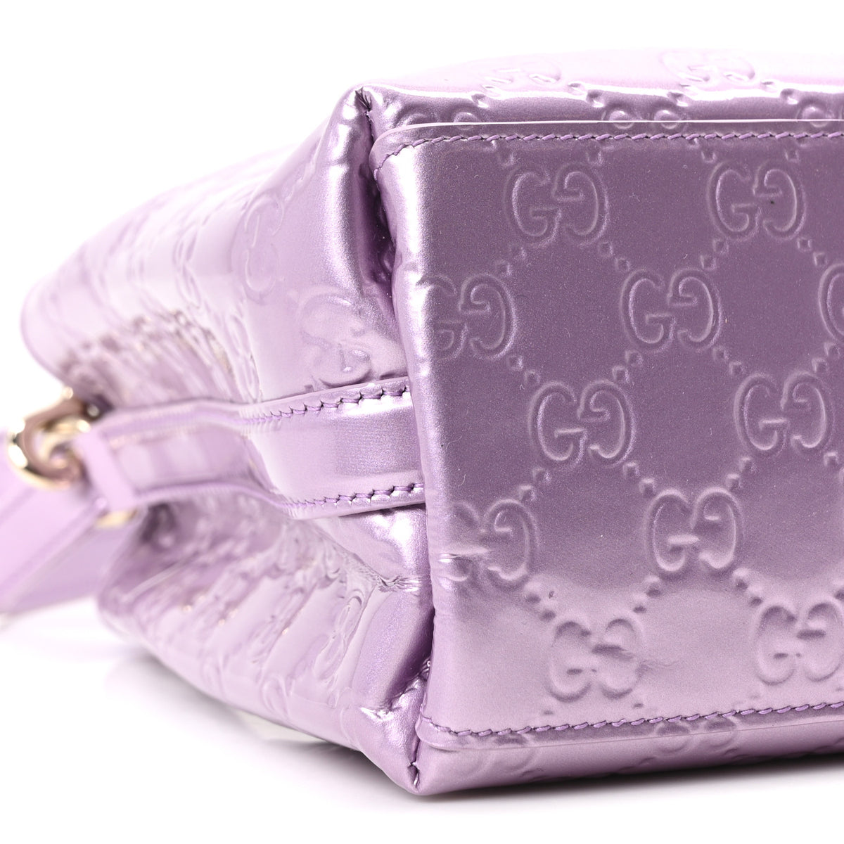 Patent GG Guccissima Emblem Small Bucket Bag Purple