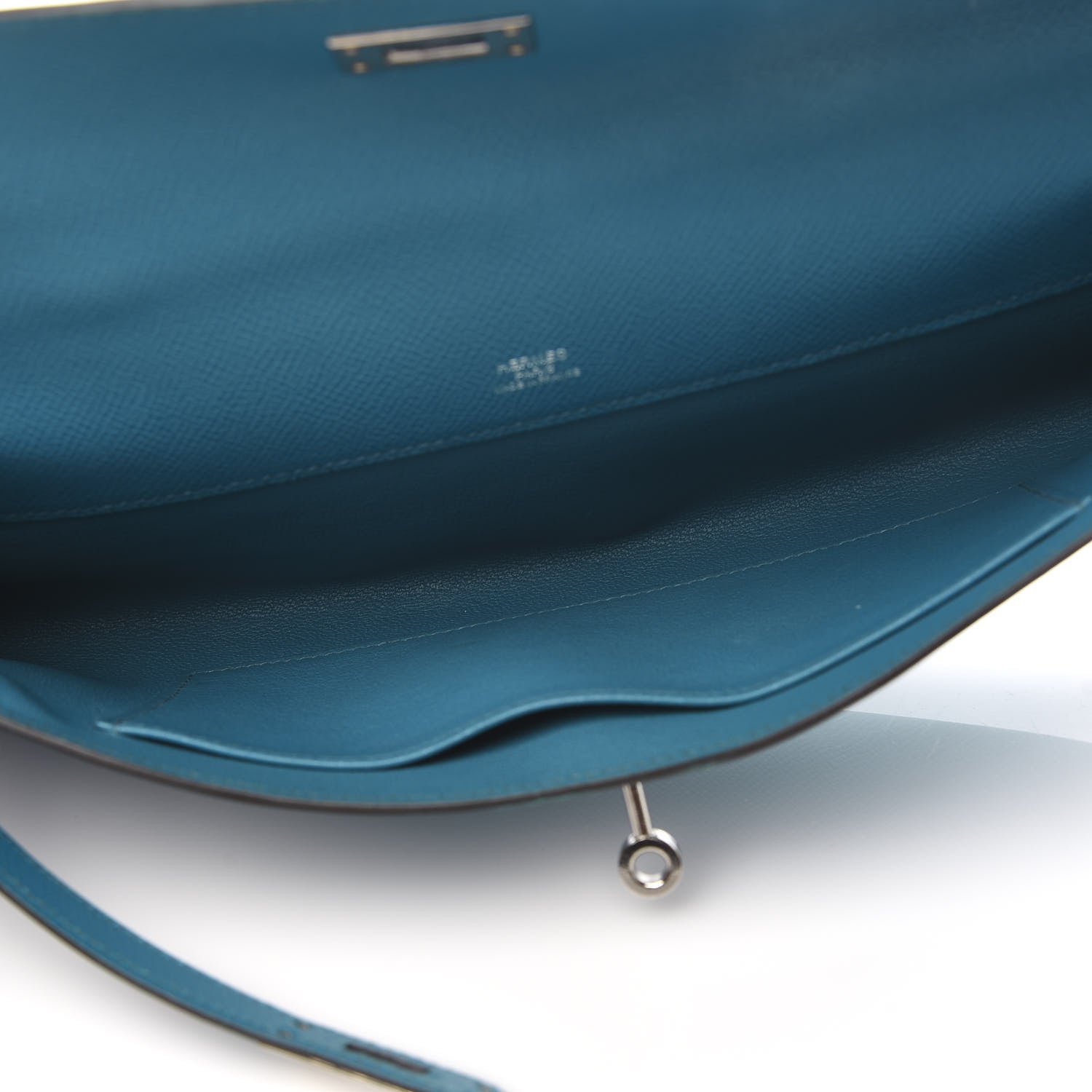 Hermes Epsom Kelly Cut Clutch Pochette Turquoise 4 of 10