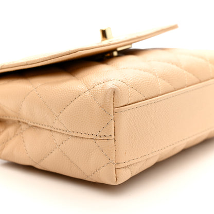 Chanel Caviar Quilted Coco Handle Clutch With Chain Beige 9 of 11