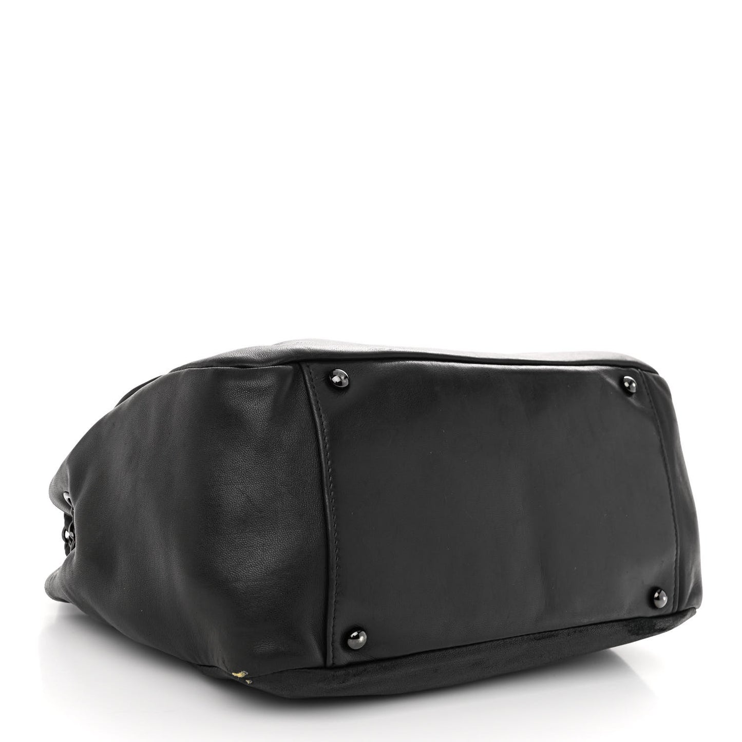 Lambskin Studded Accordion CC Flap Black