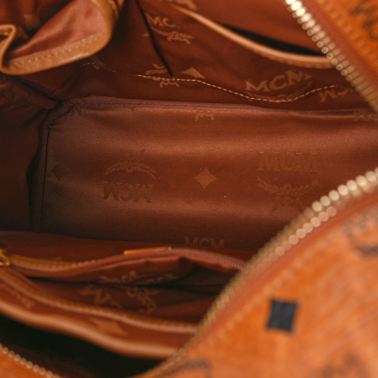 MCM Visetos Small Sprinkle Stud Stark Backpack Cognac 5 of 8