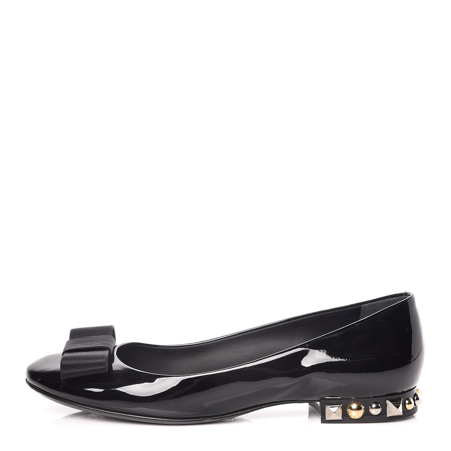 Patent Grosgrain Bow Ballet Flats 40 Black