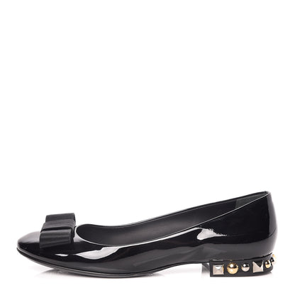 Louis Vuitton Patent Grosgrain Bow Ballet Flats 40 Black 1 of 16