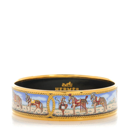 Hermes Enamel Printed Horses Wide Bracelet 65 1 of 6