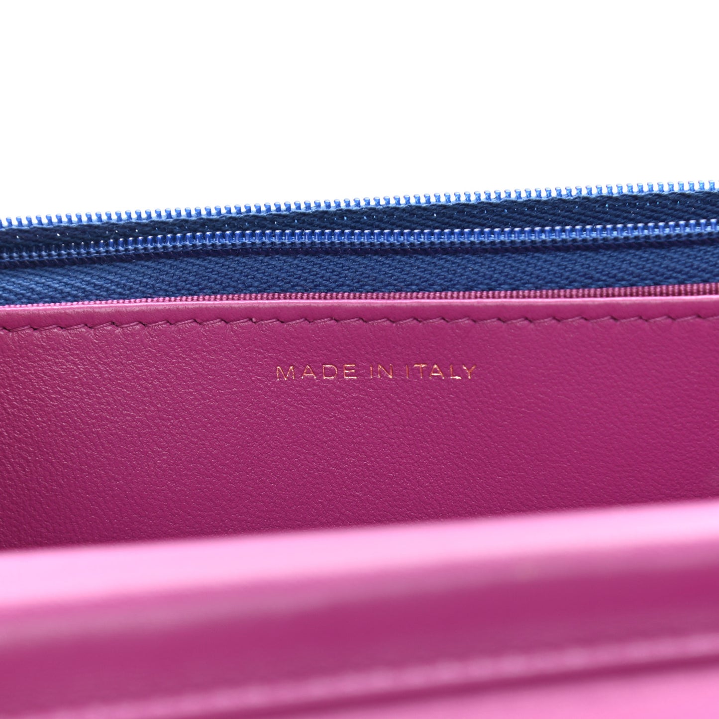Lambskin Quilted Wallet On Chain WOC Dark Blue Pink