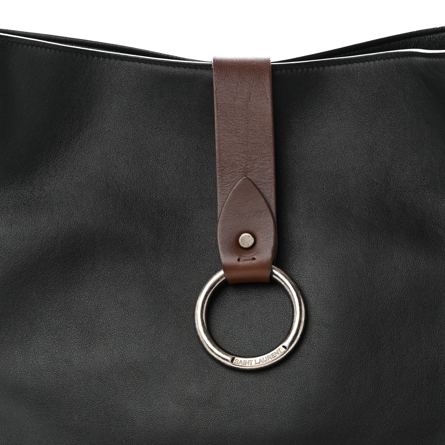 Calfskin Ring Tote Black Brown