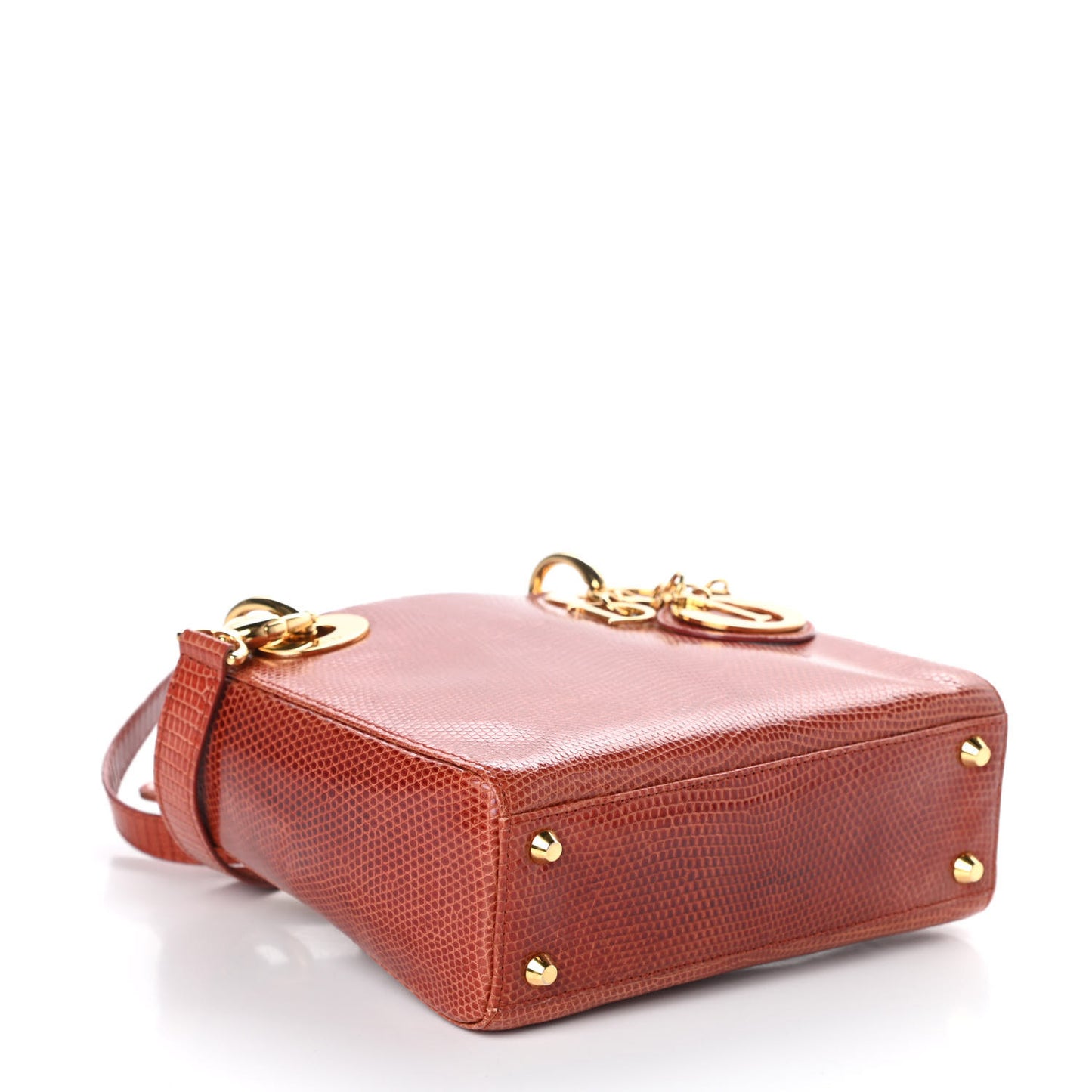 Lizard Mini Lady Dior Dark Orange