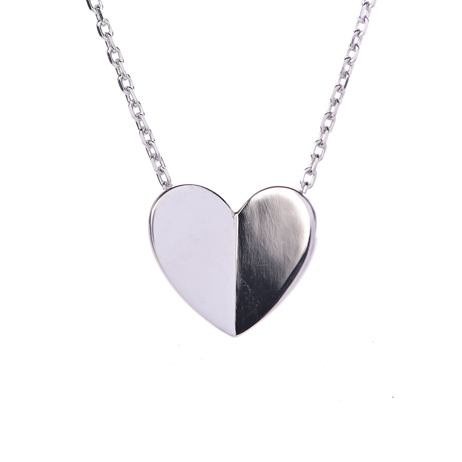 Van Cleef & Arpels 18K White Gold Frivole Heart Pendant Necklace 4 of 7
