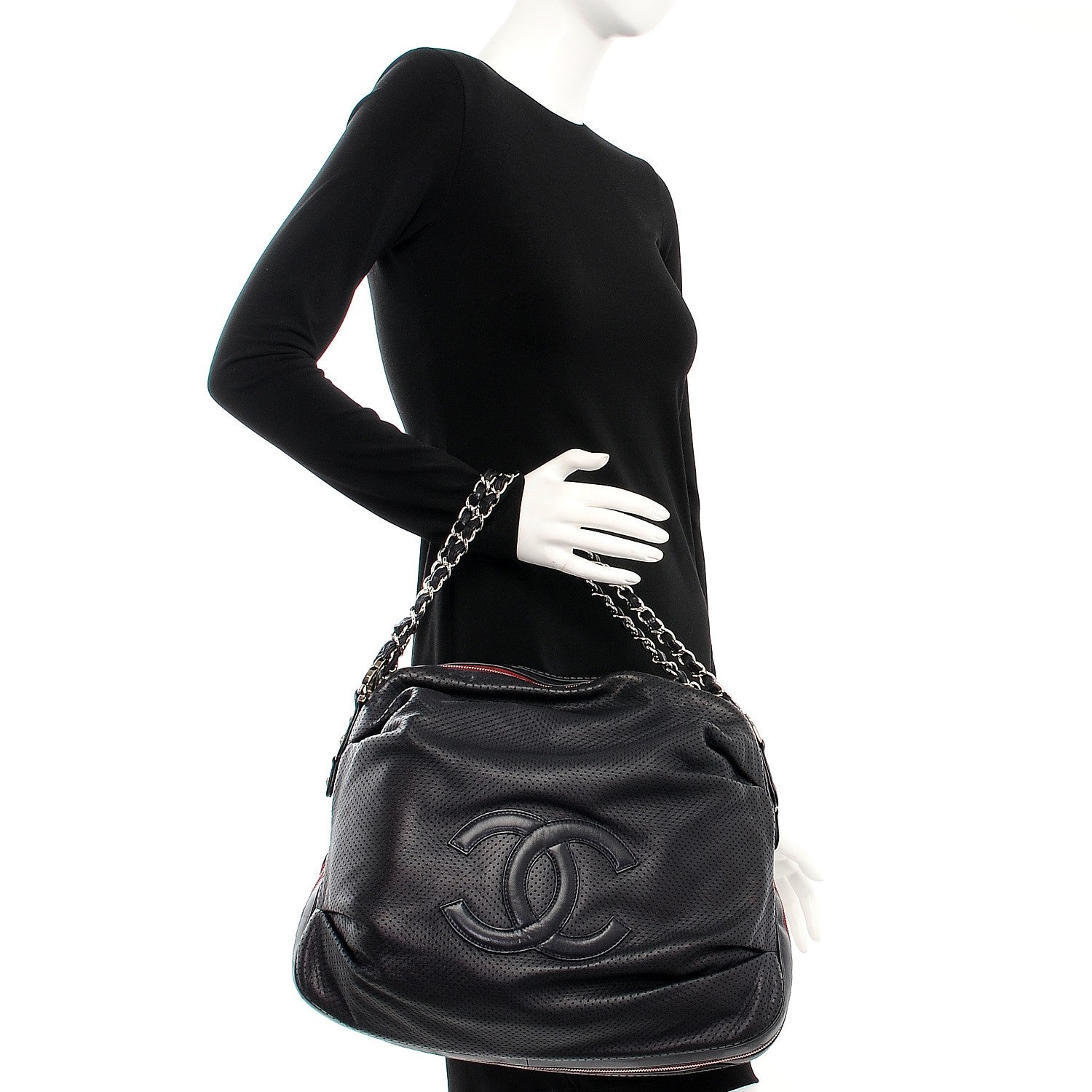 Chanel Perforated Lambskin Baseball Spirit Ligne Bag Navy 2 of 10