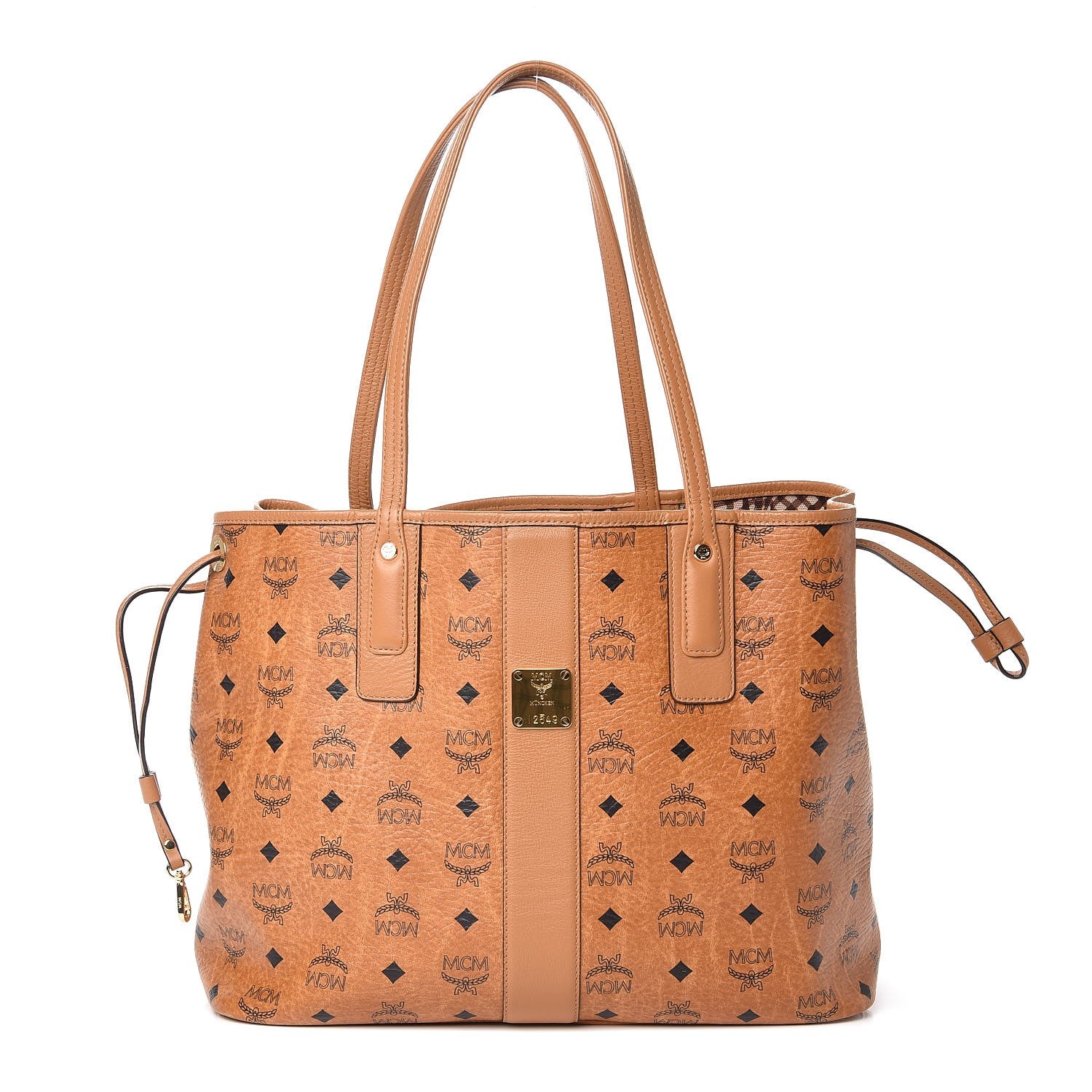 MCM Visetos Medium Liz Reversible Shopper Tote Cognac 1 of 11