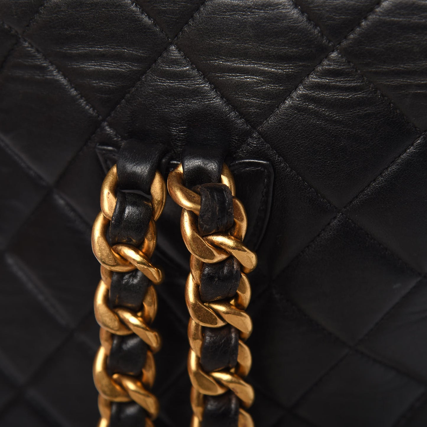 Lambskin Quilted Drawstring Backpack Black