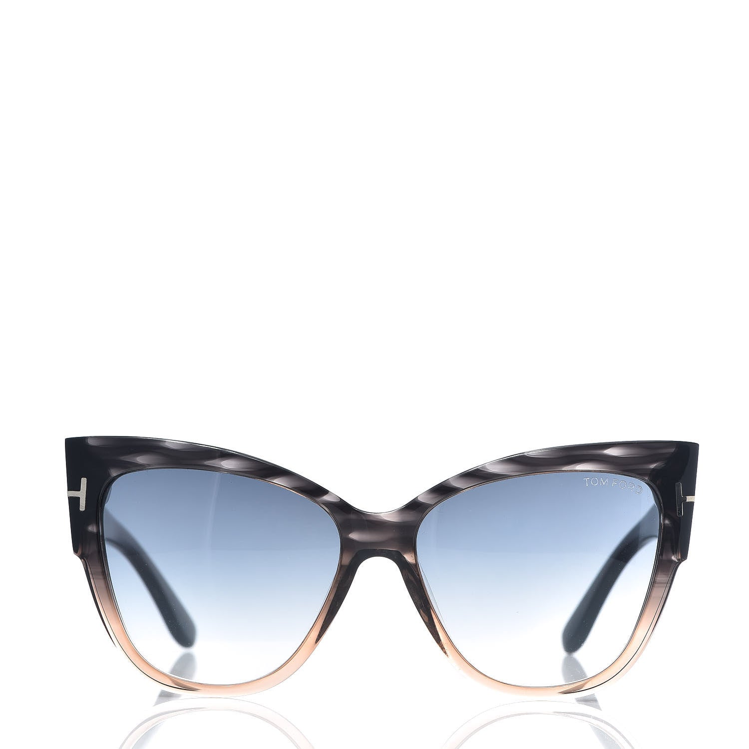 Tom Ford Acetate Anoushka Cat Eye Sunglasses TF371 Melange Grey Peach 2 of 7