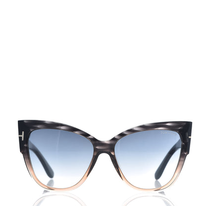 Tom Ford Acetate Anoushka Cat Eye Sunglasses TF371 Melange Grey Peach 2 of 7