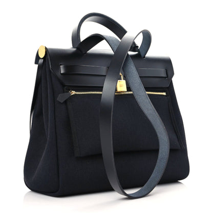 Hermes Military Toile Vache Hunter Herbag Zip Retourne 31 PM Black 4 of 9