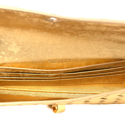 Bottega Veneta Metallic Satin Lambskin Intrecciato Long Andiamo Top Handle Clutch Gold 5 of 8