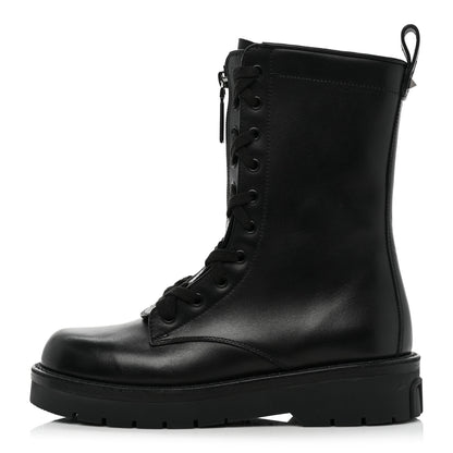 Valentino Garavani Calfskin XCombat 20/40mm Boots 37 Black 1 of 8