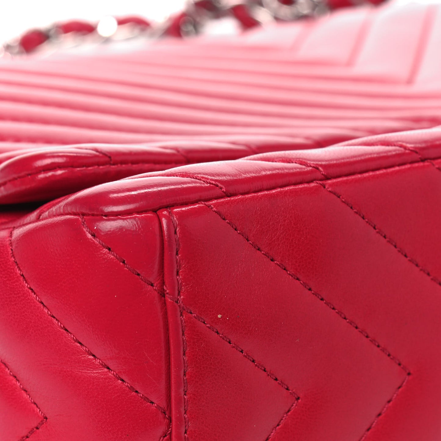 Lambskin Chevron Quilted Maxi Single Flap Dark Pink