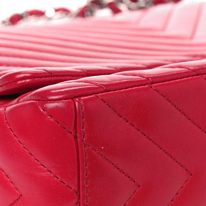 Chanel Lambskin Chevron Quilted Maxi Single Flap Dark Pink 6 of 9