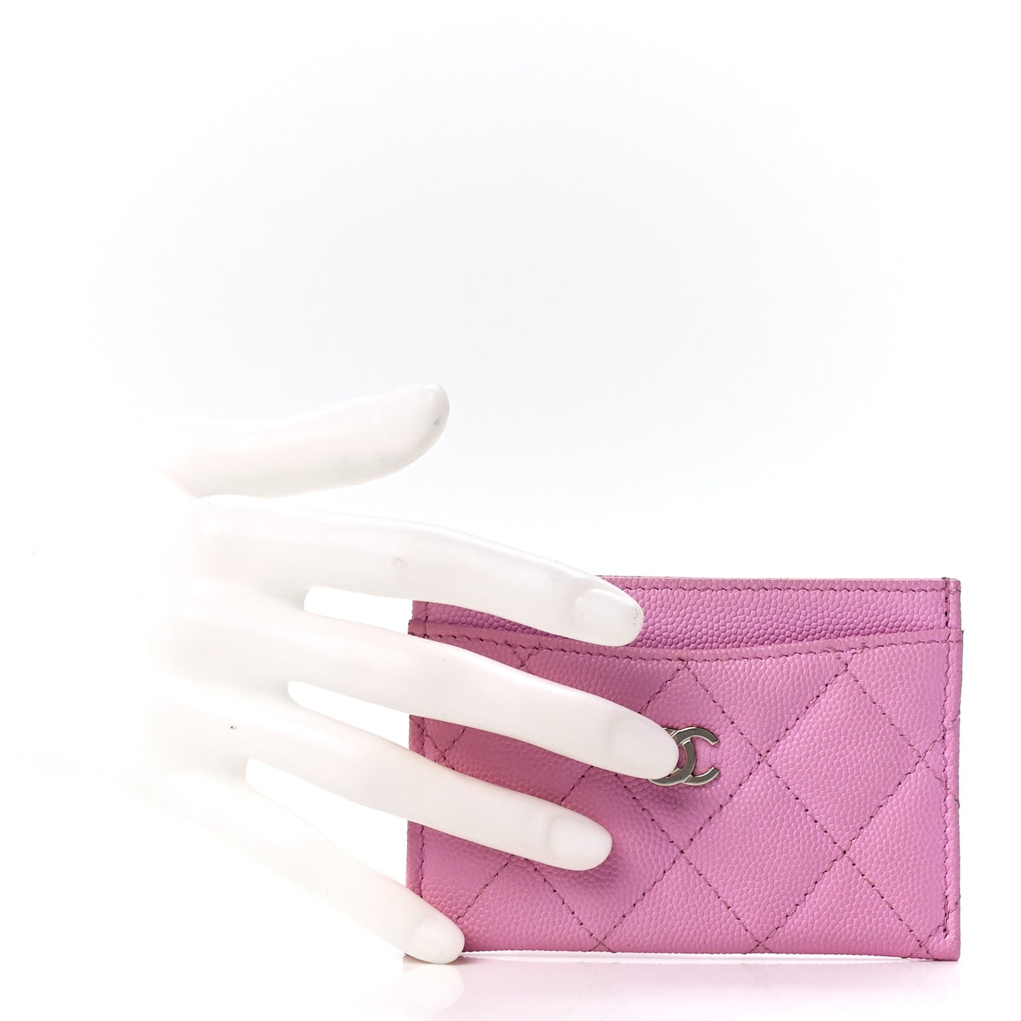 Caviar Quilted Card Holder Pink