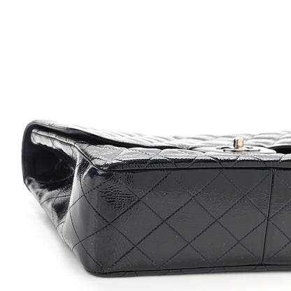 Chanel Crinkled Patent Quilted Jumbo Single Flap Dark Navy 9 of 10