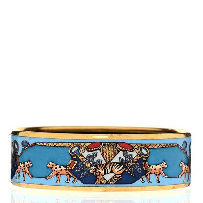 Hermes Enamel Printed Wide Snow Leopards Bracelet 65 3 of 5