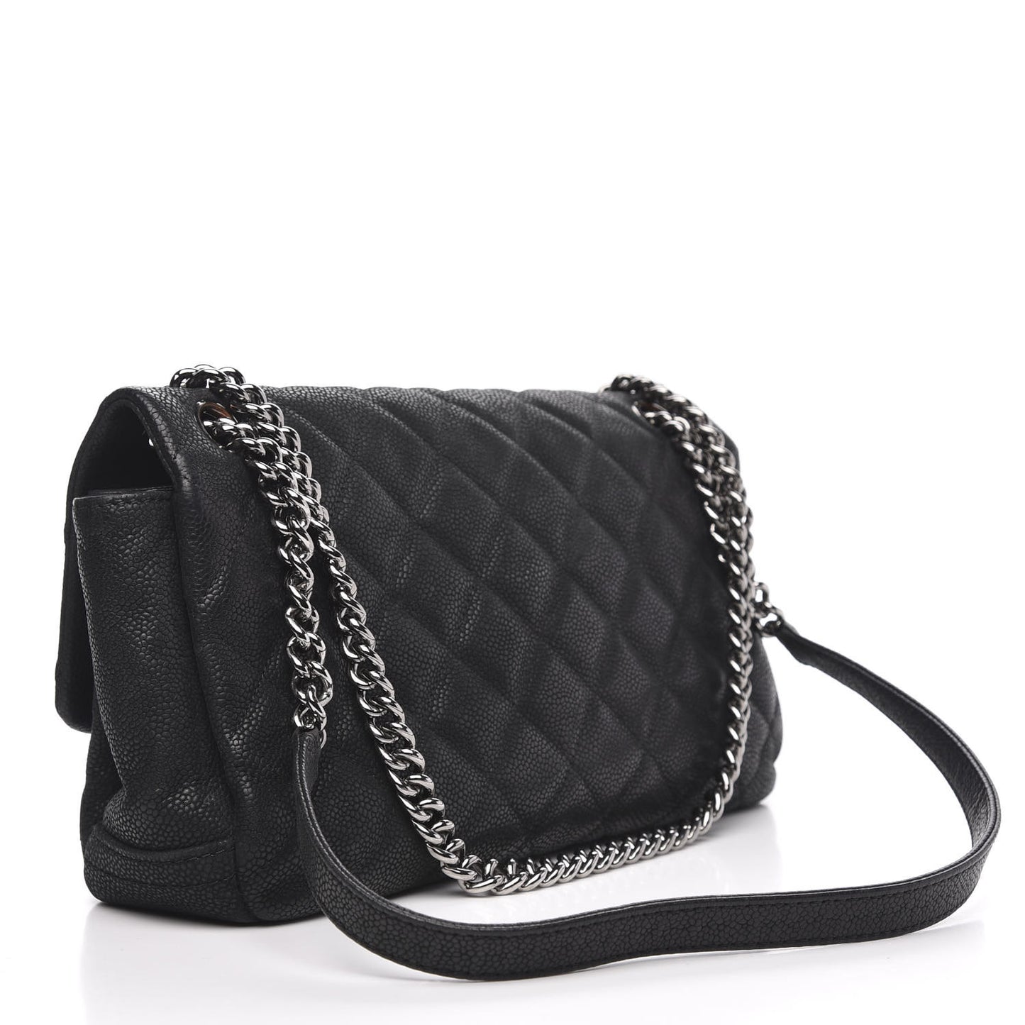Iridescent Caviar Small Lady Pearly Flap Black