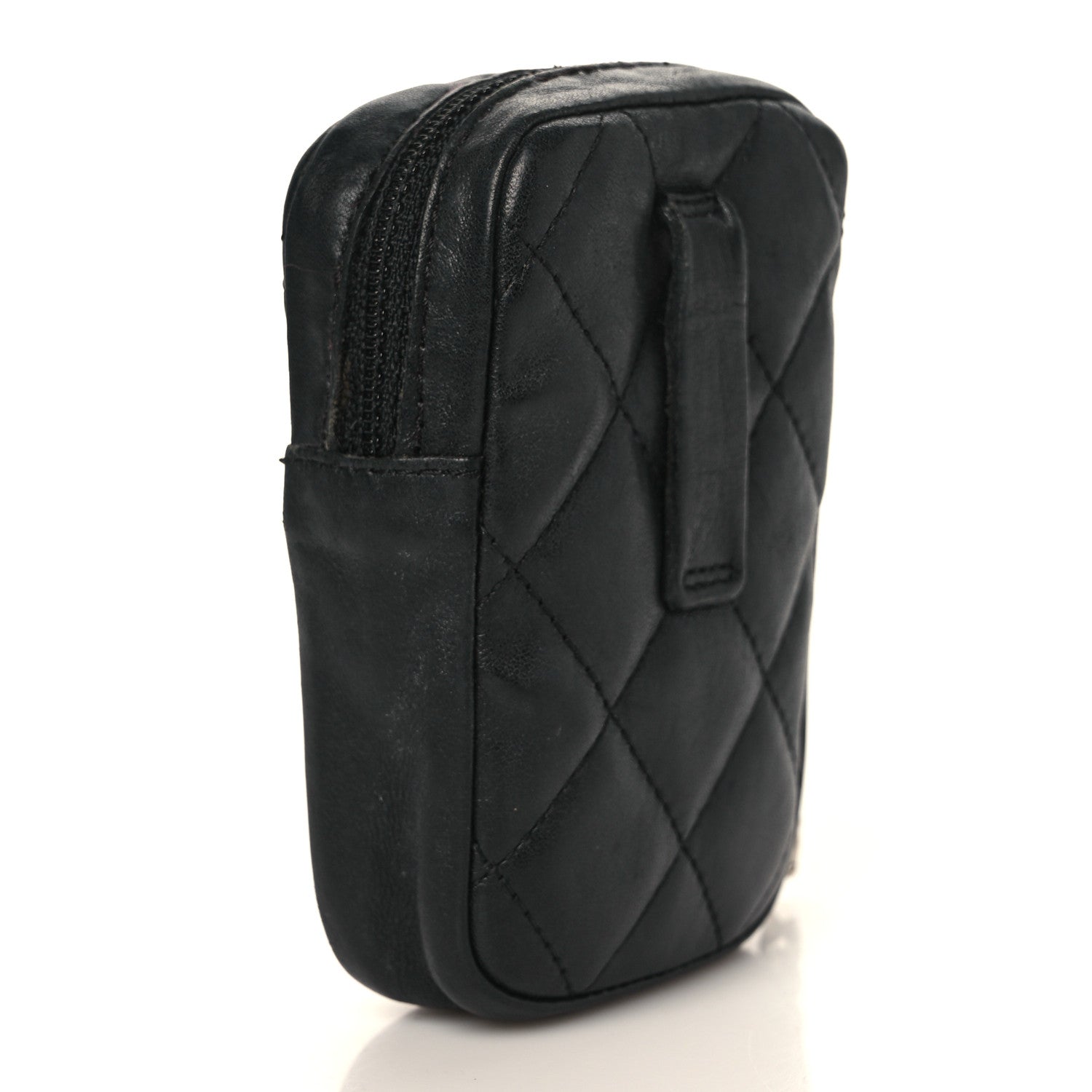 Chanel Calfskin Quilted Cambon Zip Around Cosmetic Pouch Black 3 of 11