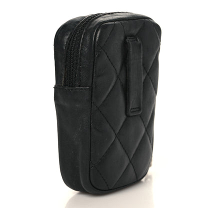 Chanel Calfskin Quilted Cambon Zip Around Cosmetic Pouch Black 3 of 11