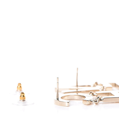 Chanel Metal Cha-Nel Logo Drop Earrings Gold 3 of 5
