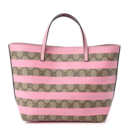 Gucci GG Supreme Monogram Striped Childrens Tote Beige Ebony Pink 1 of 10
