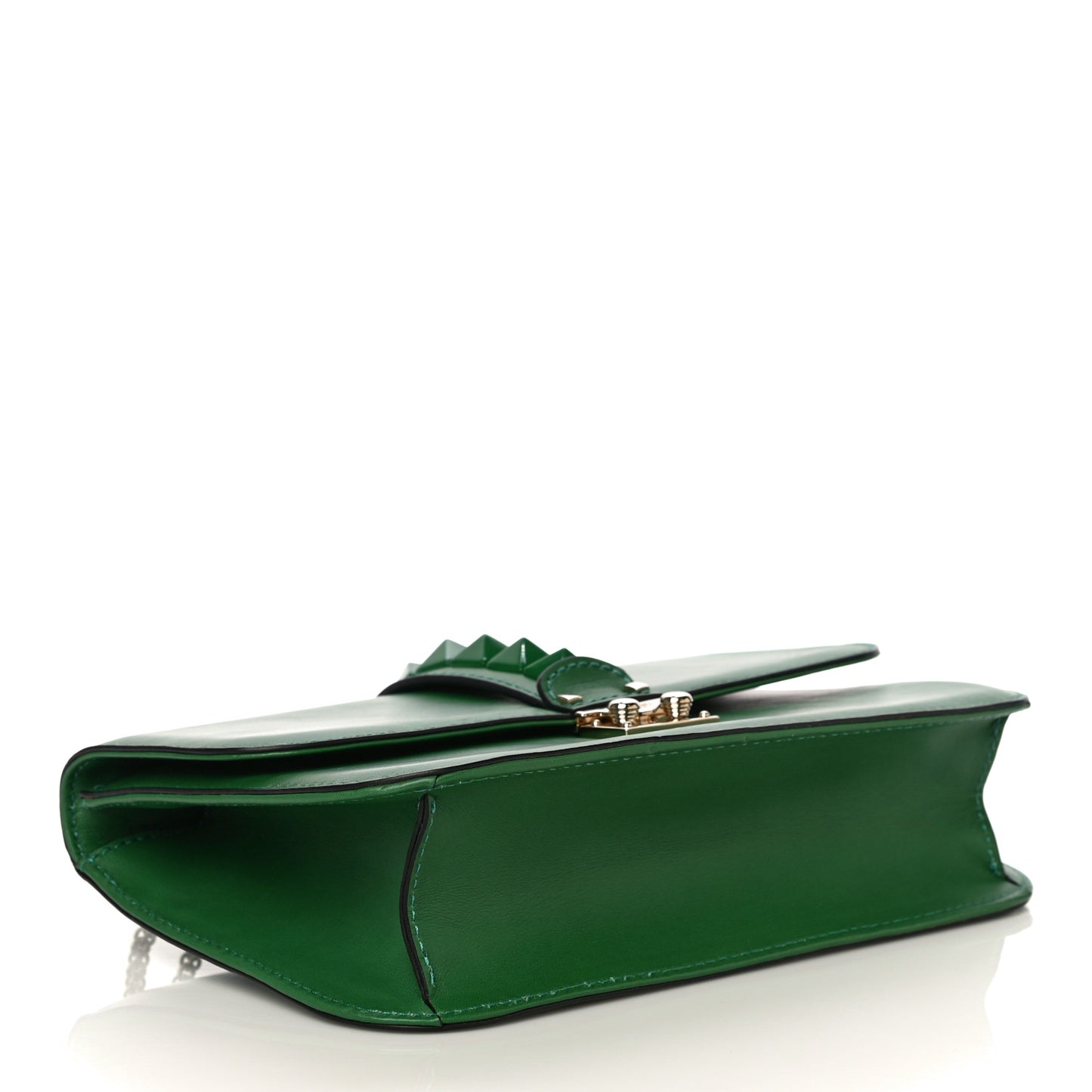 Vitello Medium Glam Lock Rockstud Flap Pop Green
