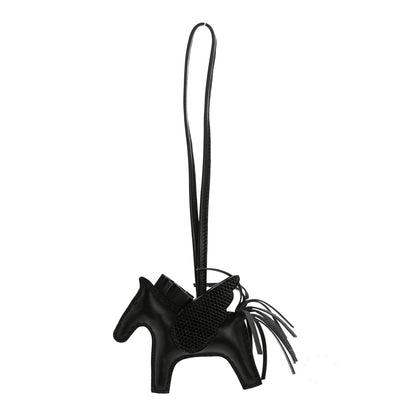 Hermes Milo Lambskin Lizard Touch Grigri Rodeo Pegase Horse Bag Charm PM So Black 1 of 6
