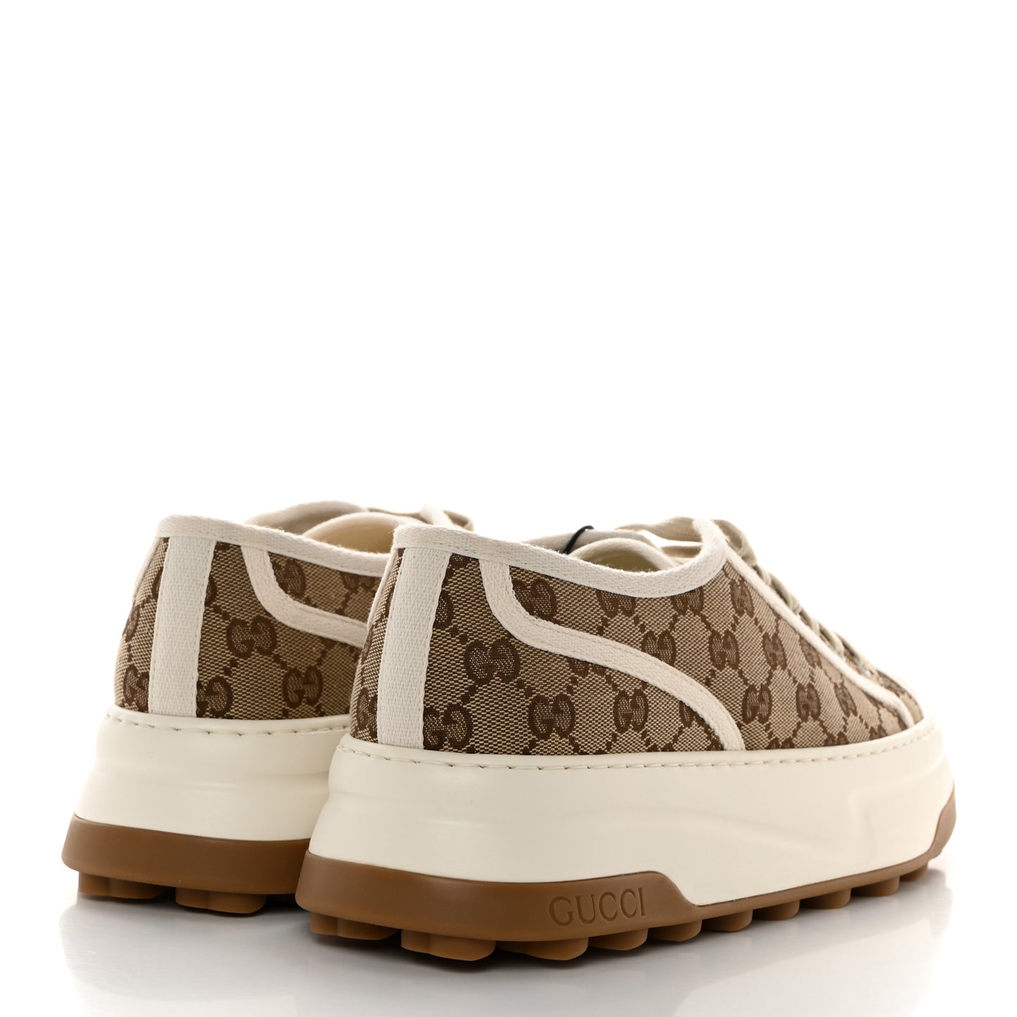 GG Monogram Mens 1977 Tennis Platform 52mm Sneakers 10 Beige Ebony Mystic White