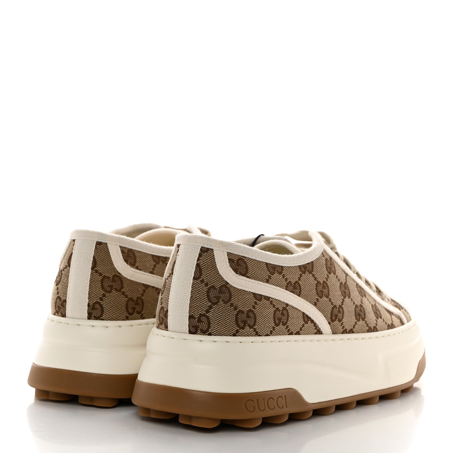 Gucci GG Monogram Mens 1977 Tennis Platform 52mm Sneakers 10 Beige Ebony Mystic White 4 of 8
