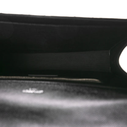 Saint Laurent Grain De Poudre Textured Mixed Matelasse Large Triquilt Monogram Satchel Black 5 of 11