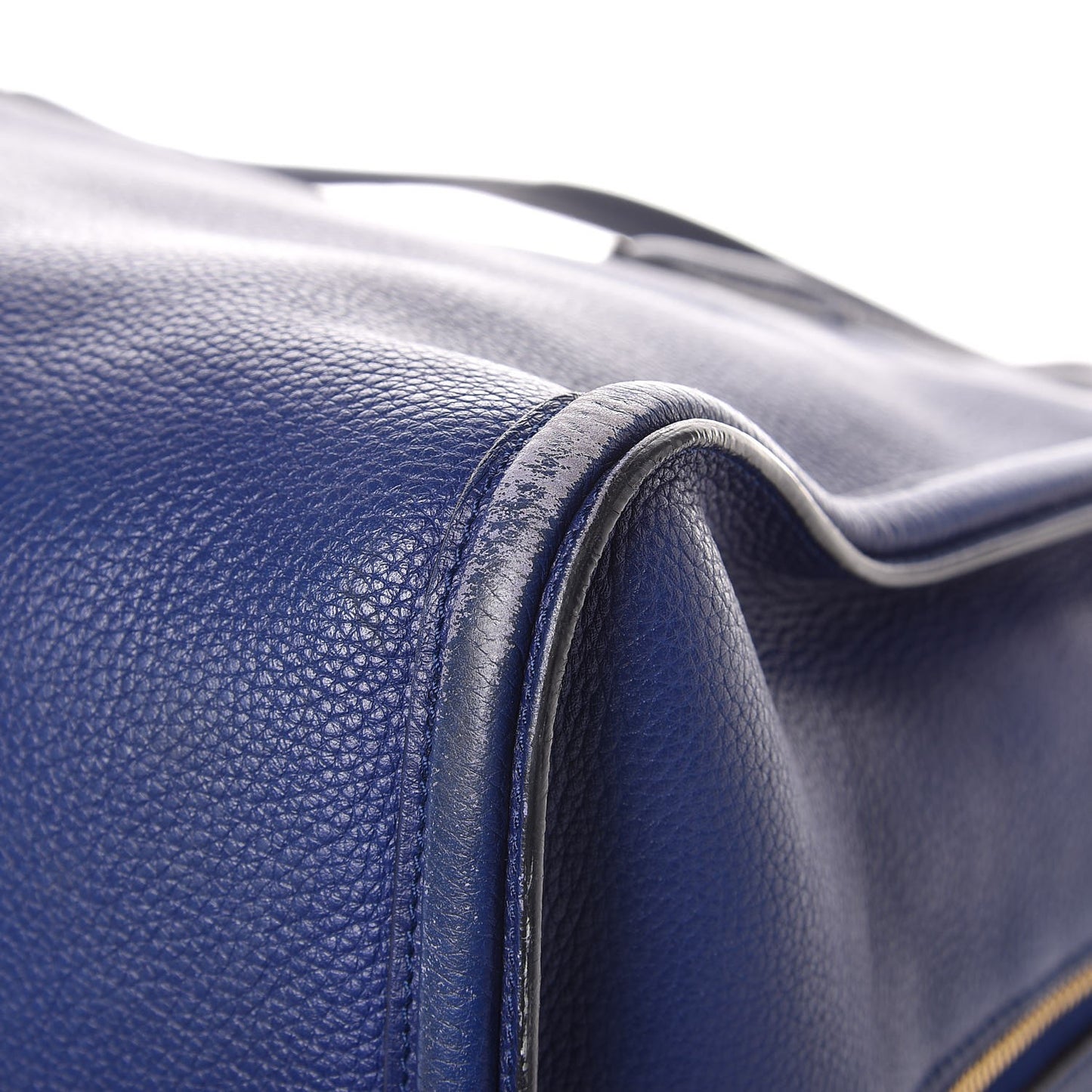 Pebbled Calfskin Large Skull Padlock Zip Around Tote Ultramarine