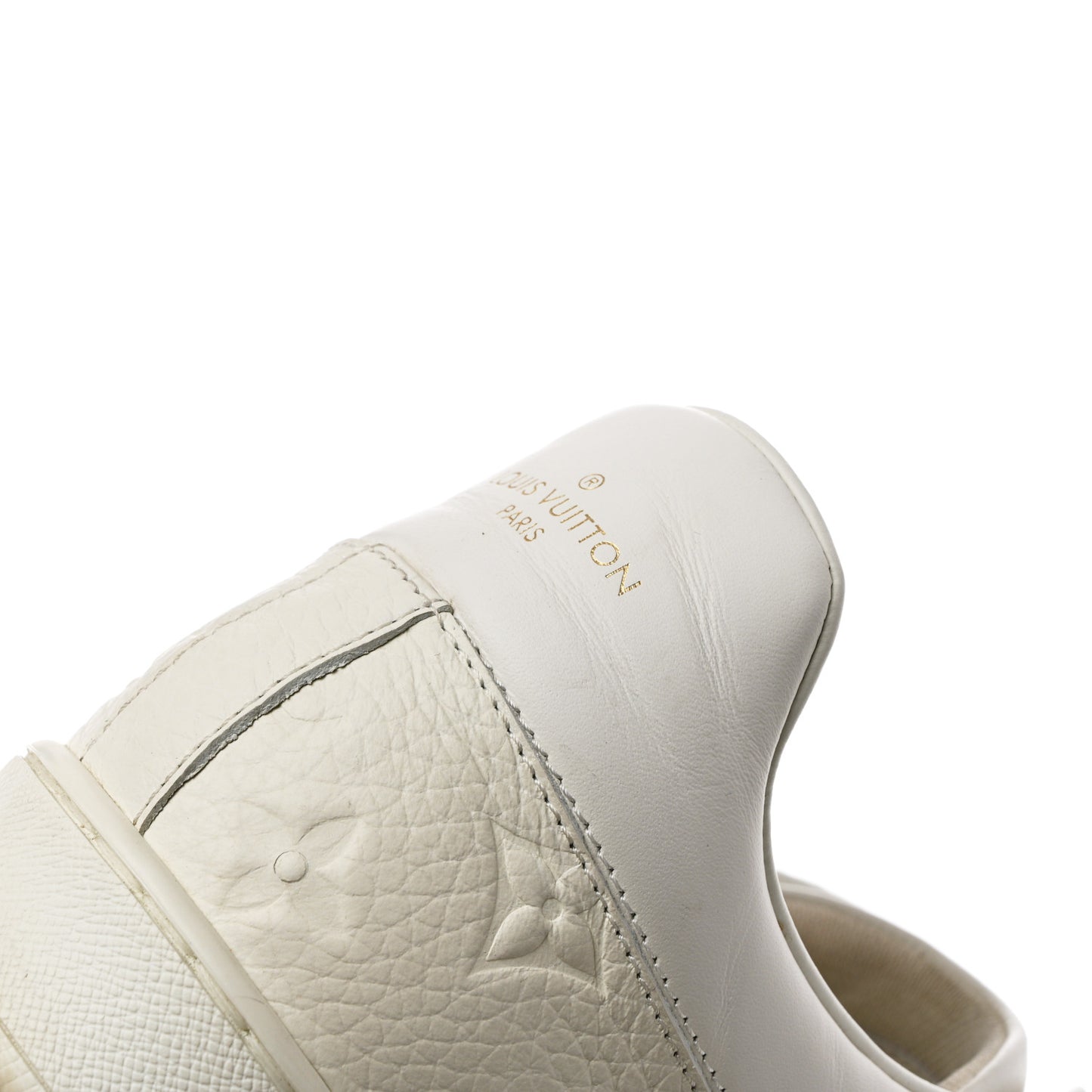 Grained Calfskin Embossed Monogram Mens Luxembourg Sneakers 10.5 White