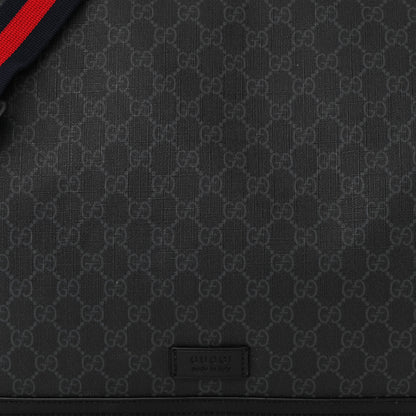 Gucci GG Supreme Monogram Web Messenger Diaper Bag Black Grey 8 of 11