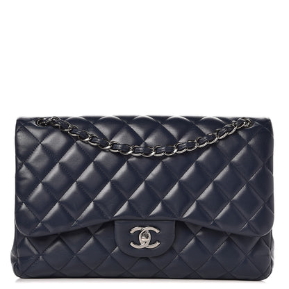 Chanel Lambskin Quilted Jumbo Double Flap Navy 1 of 21