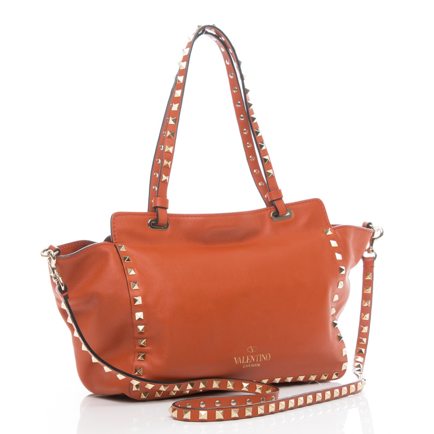Vitello Small Rockstud Tote English Red