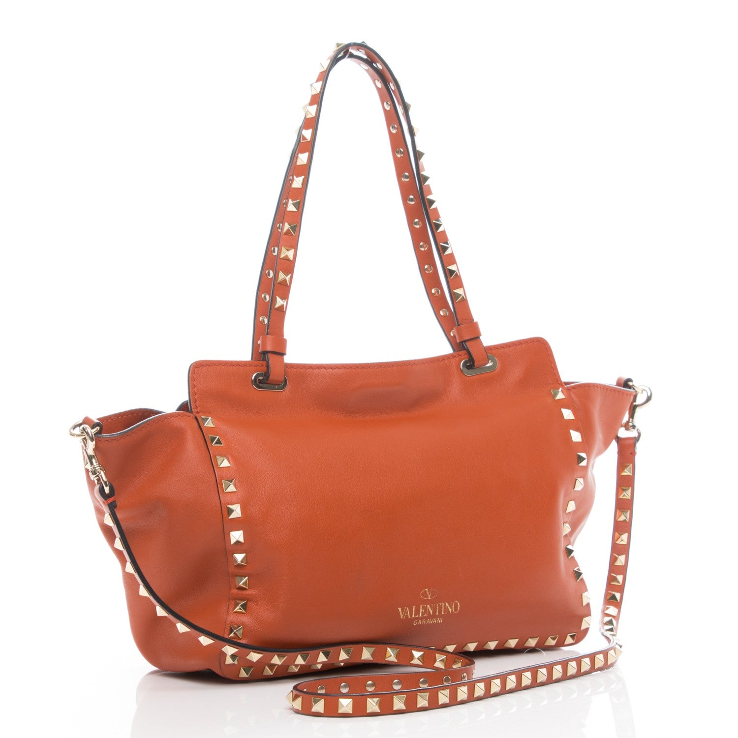 Valentino Garavani Vitello Small Rockstud Tote English Red 3 of 8