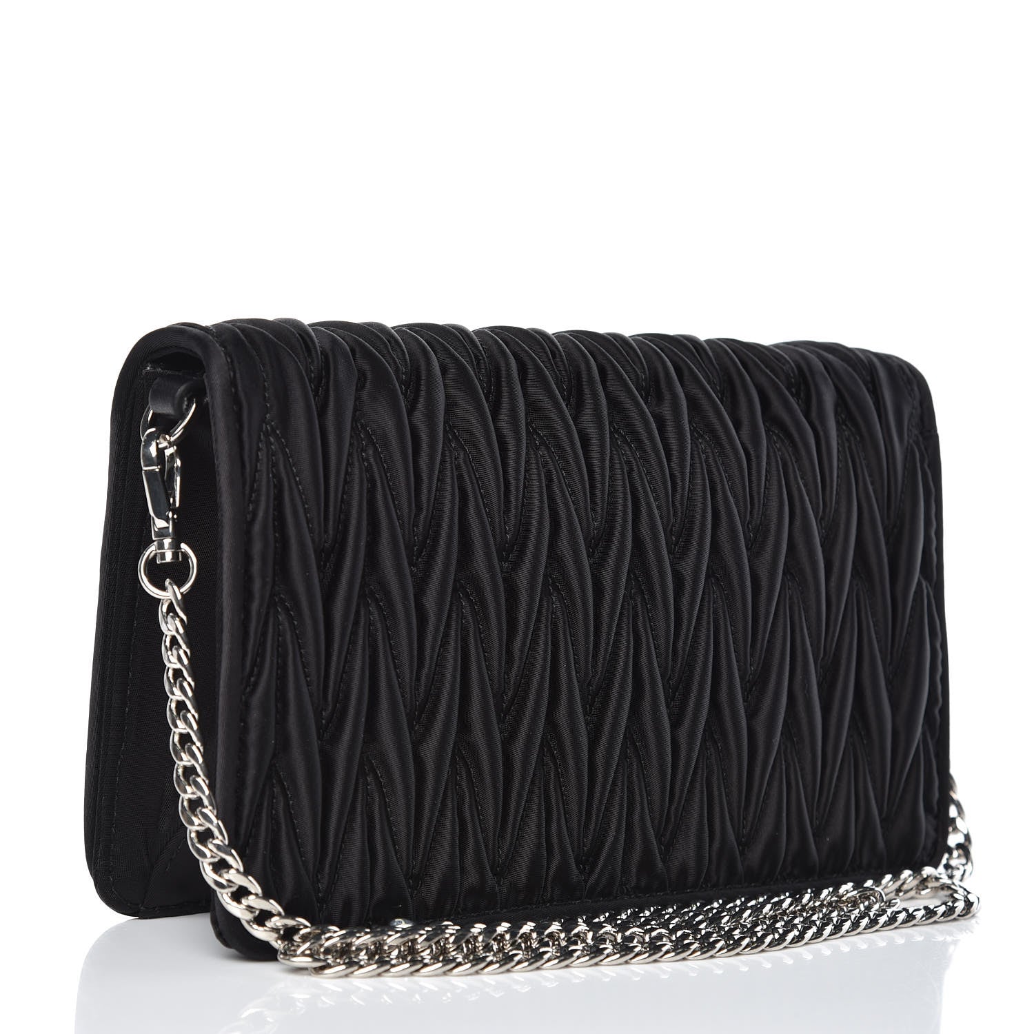 Miu Miu Tessuto Matelasse Delice Miu Logo Bag Black 3 of 9