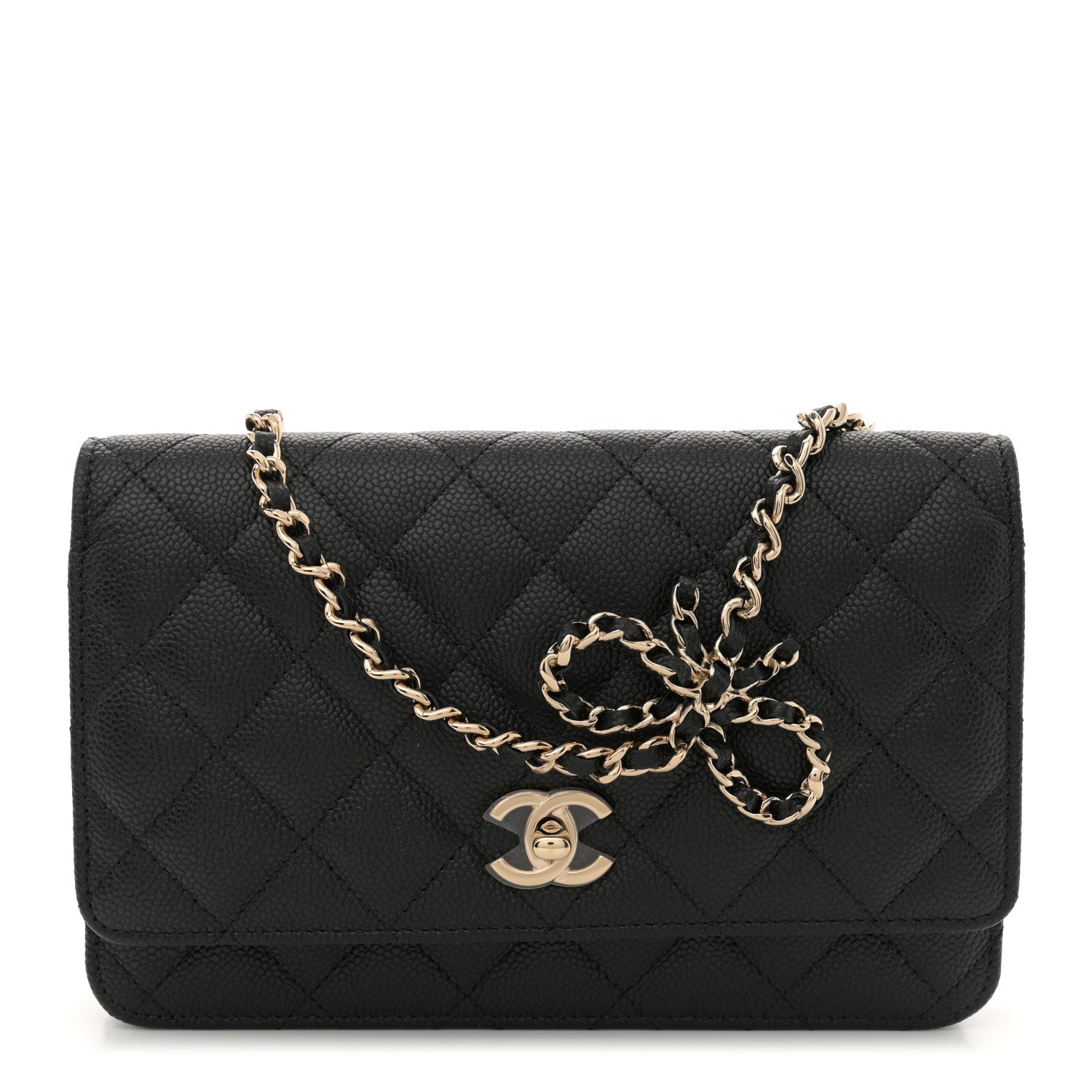 Chanel Caviar Quilted Bow Wallet On Chain WOC Black 1 of 11